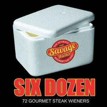 6 Dozen Gourmet Steak Wieners Plus A Free Savage Wiener T-Shirt - The Savage Wiener